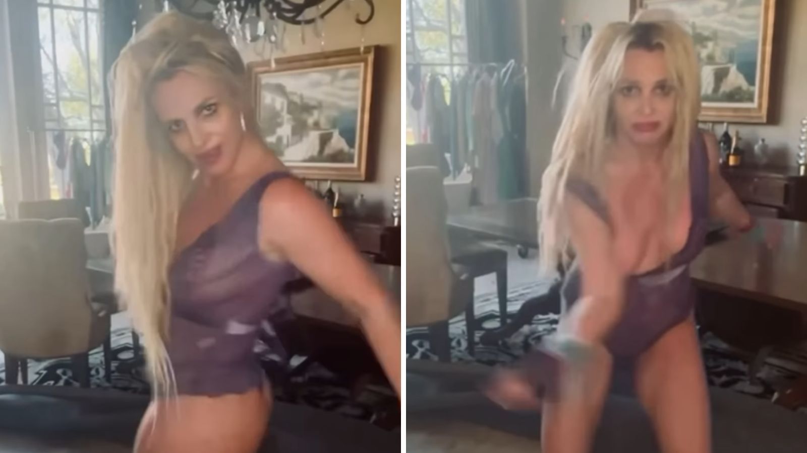 Britney Spears mostra demais ao dançar com body de renda cavado