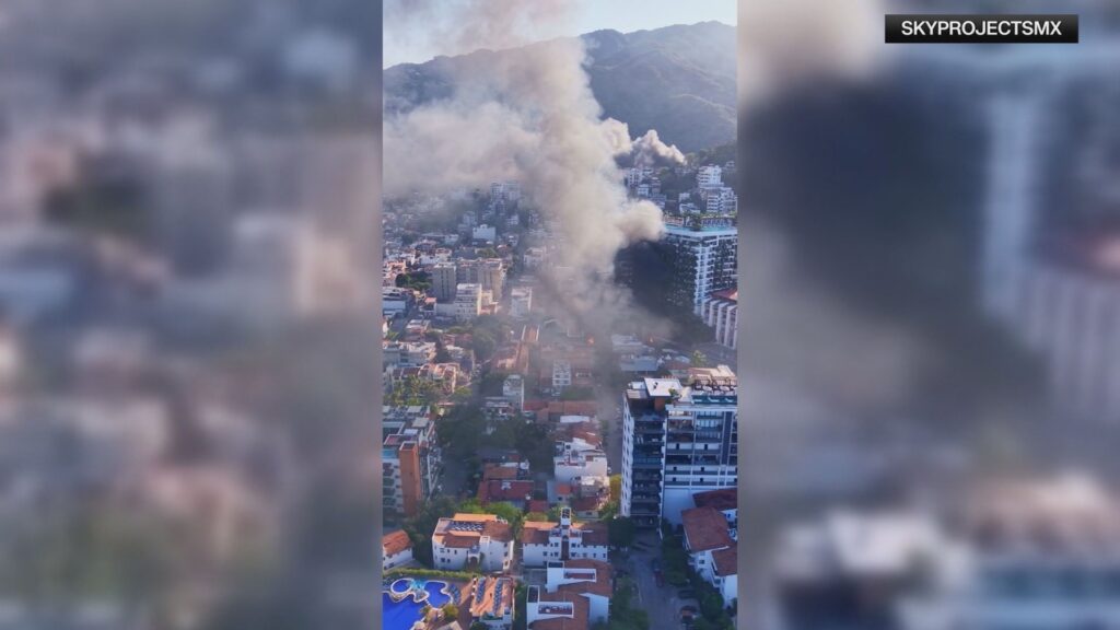Drone mostra incêndios no México após a queda de El Mencho