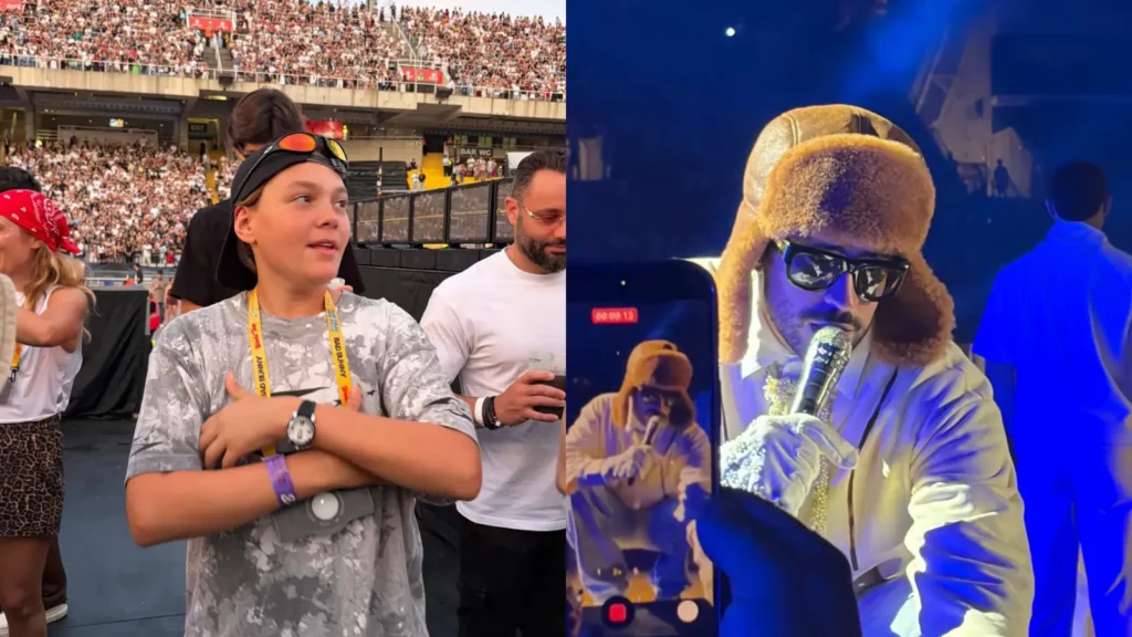 Filho de Neymar curte show de Bad Bunny na Espanha com a mãe