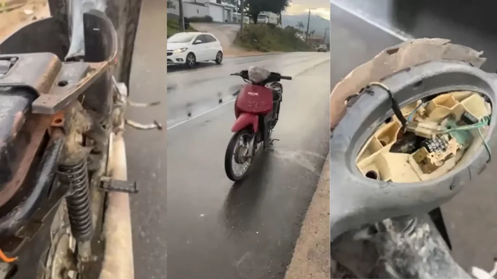 Moto "pelada" é flagrada em rodovia de Santa Catarina hoje.