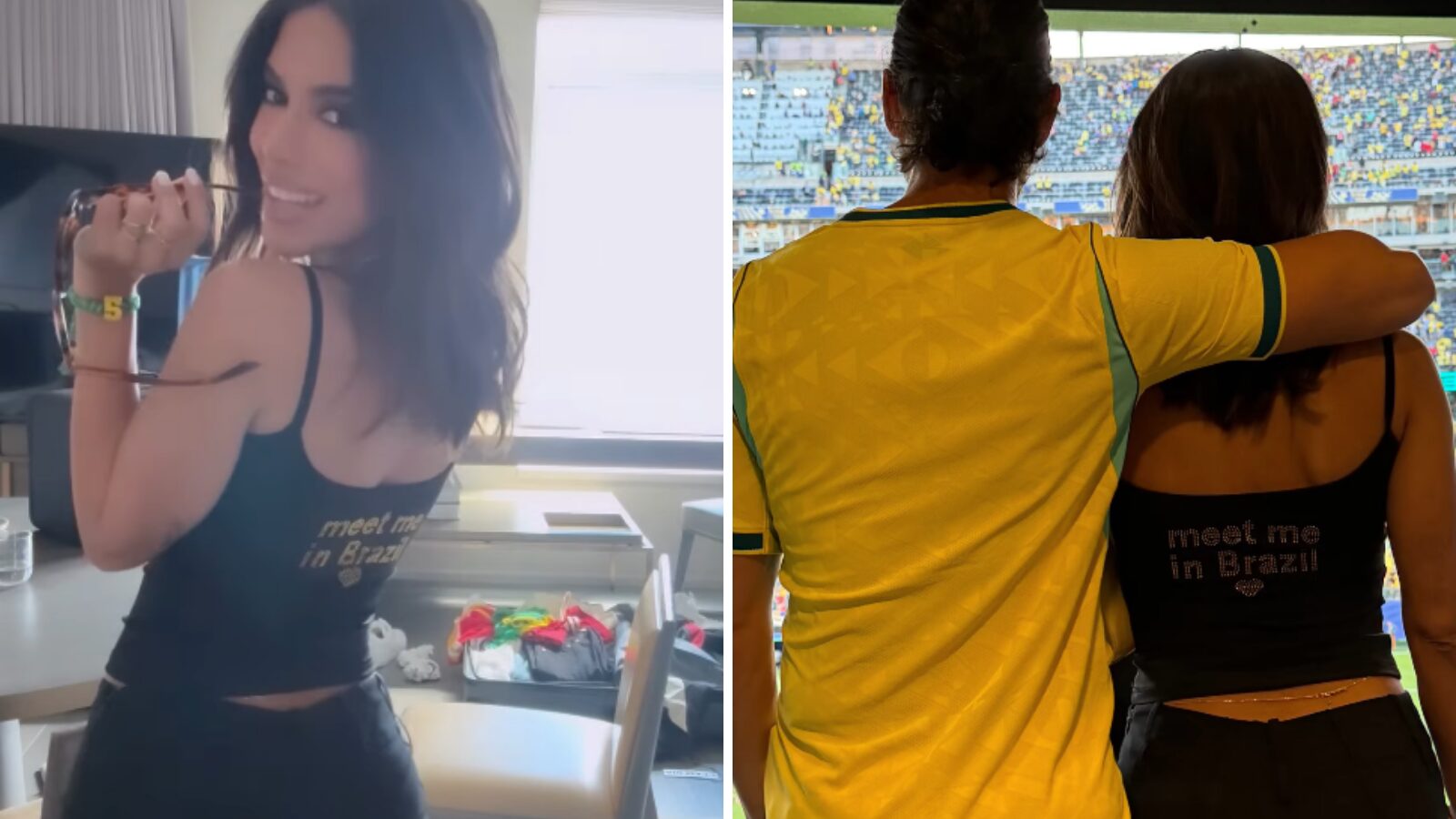 Anitta posa abraçada com bilionário em jogo da Seleção na Copa