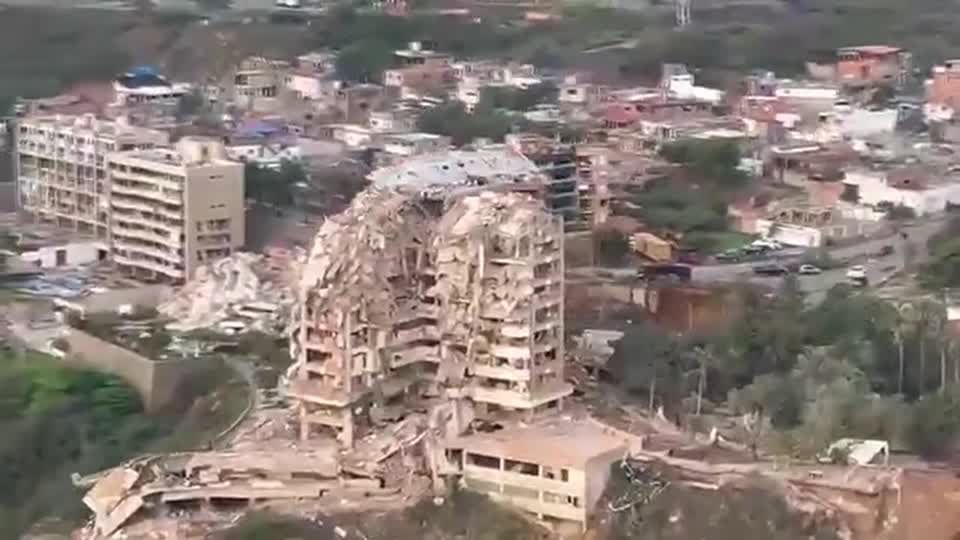 Imagens aéreas de prédios destruídos na Venezuela após terremotos
